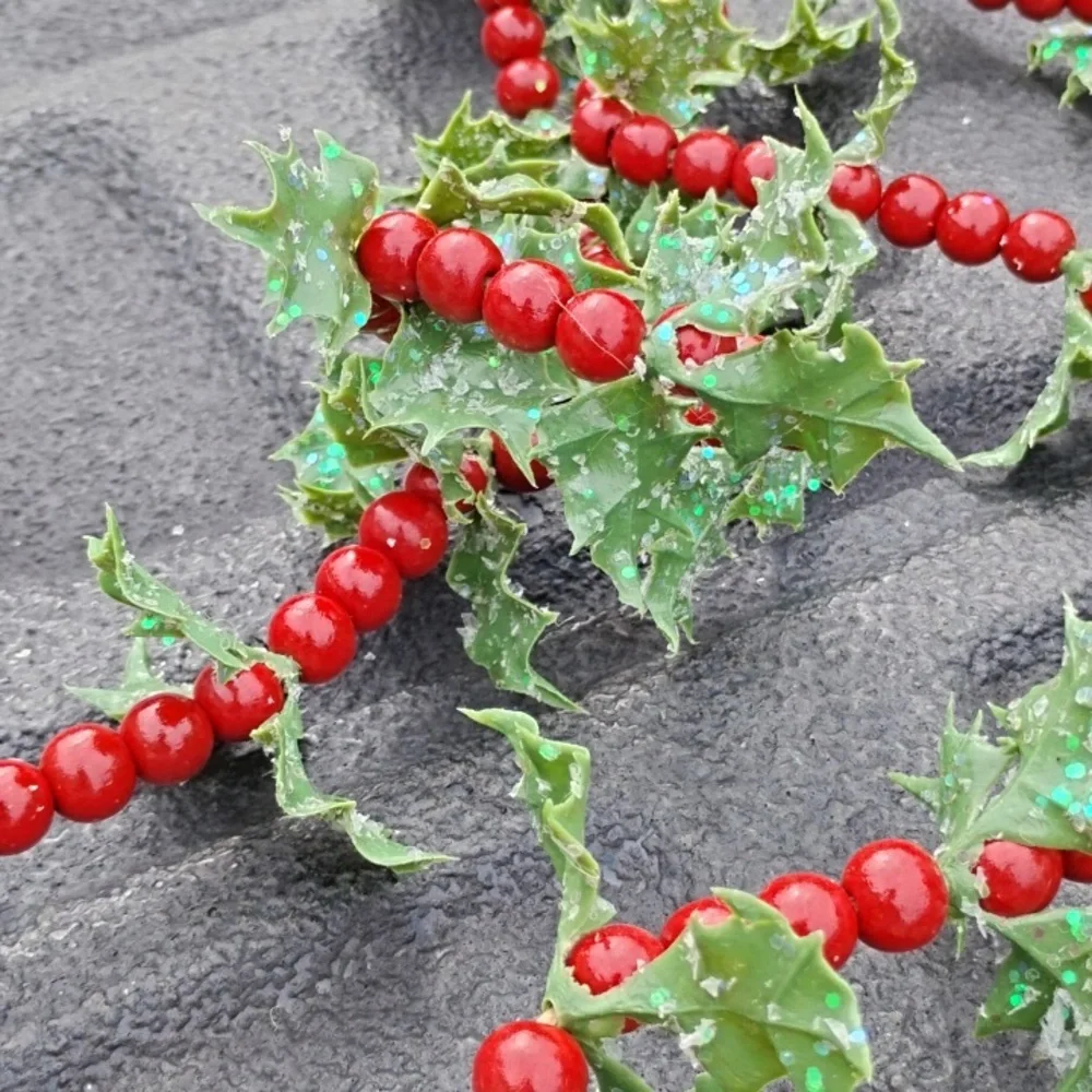 Glitter Holly berry Christmas garland